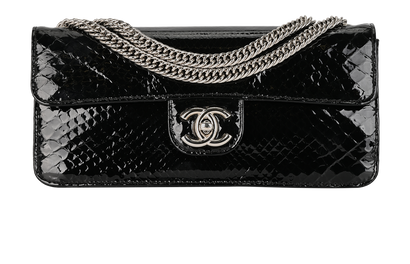 Classique Python Shoulder Bag, &pound;2,300, Handbags, Black, Patent Leather, Front view
